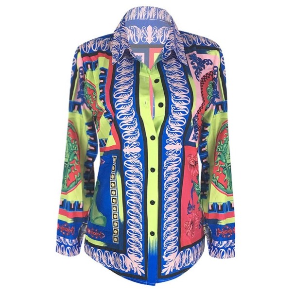 Camisa extravagante colorida para mujer S