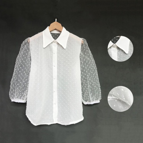 Camisa feminina transparente branco S