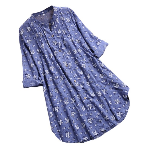 Camisa larga de mujer azul M