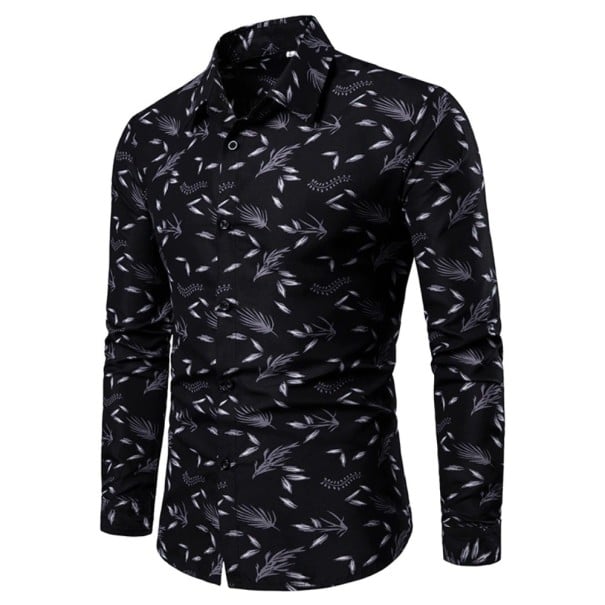 Camisa masculina com folhas F527 branco XS