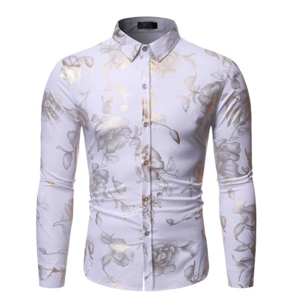 Camisa masculina com rosas F803 branco XL