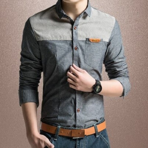 Camisa Masculina F621 cinzento XS