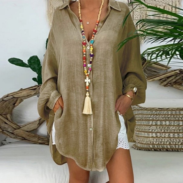 Camisa oversize de mujer caqui 3XL
