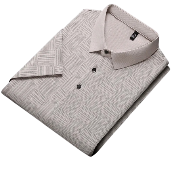 Camisa polo de hombre de manga corta Unicolor Patrón simple Cuello Botones Poliéster Corte clásico gris M