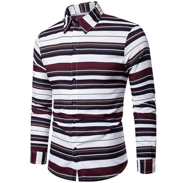 Camisa riscada masculina F779 branco XS