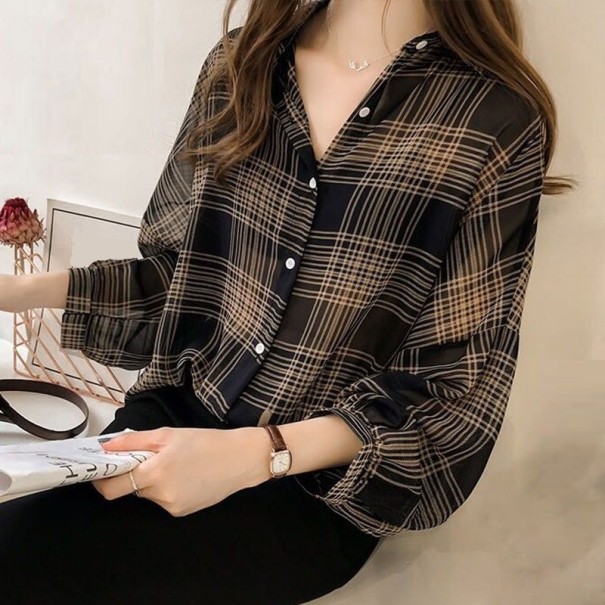 Camisa suelta de mujer con estampado A544 negro S
