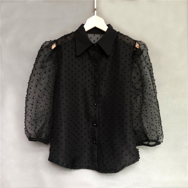 Camisa translúcida de mujer negro S