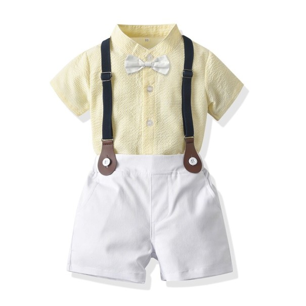 Camisa y pantalón corto niño A2663 amarillo claro 2