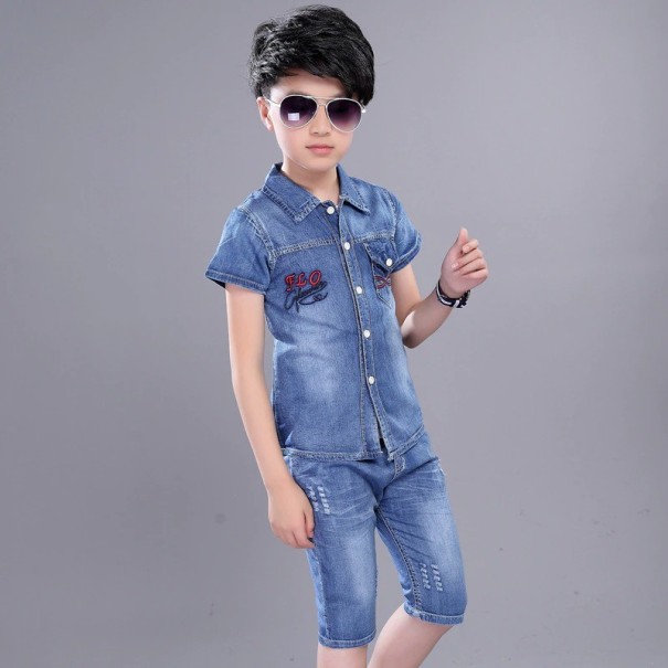 Camisa y pantalón corto niño L1609 azul 5 A