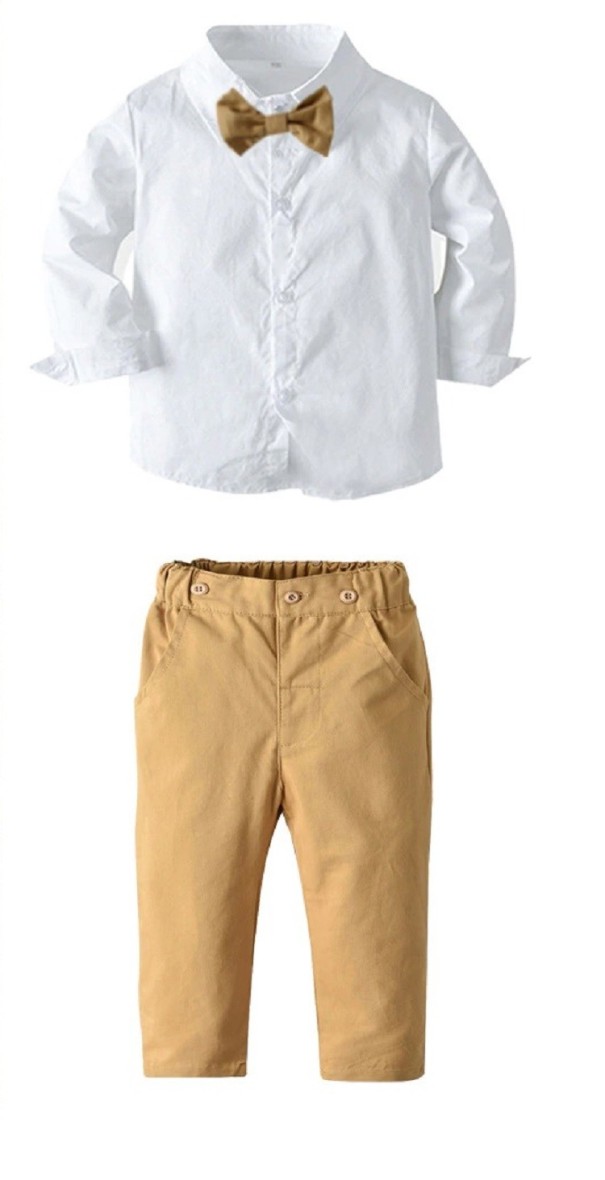 Camisa y pantalón de niño caqui 9-12 meses