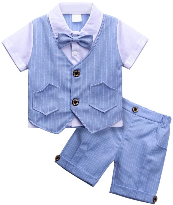 Camisa y pantalones cortos de niño azul claro 12-18 meses