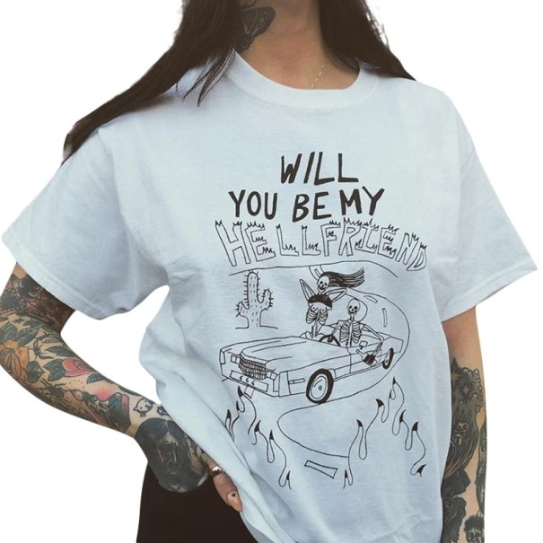 Camiseta blanca mujer con estampado A389 M