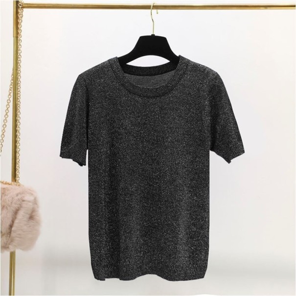 Camiseta con purpurina para mujer negro
