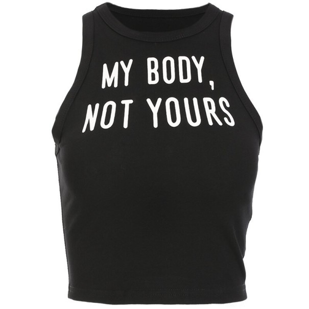 Camiseta corta de tirantes para mujer con estampado negro M