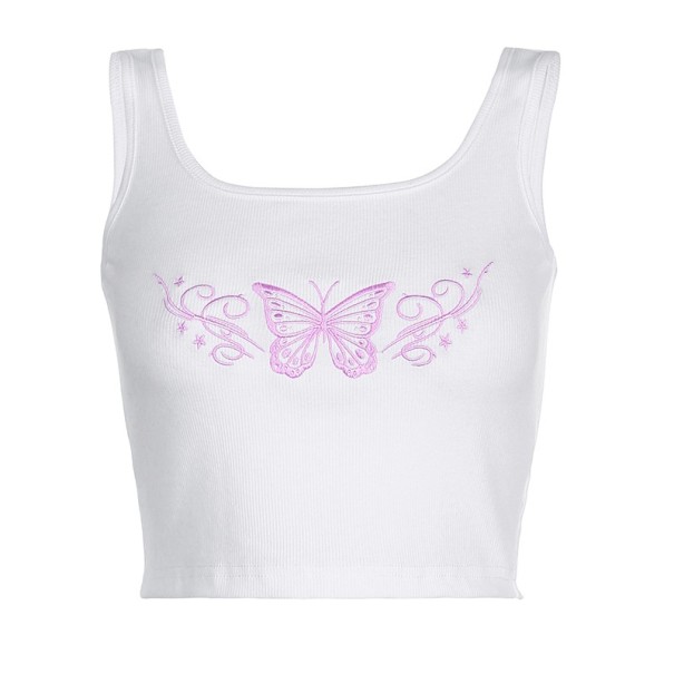 Camiseta corta de tirantes para mujer con mariposa S