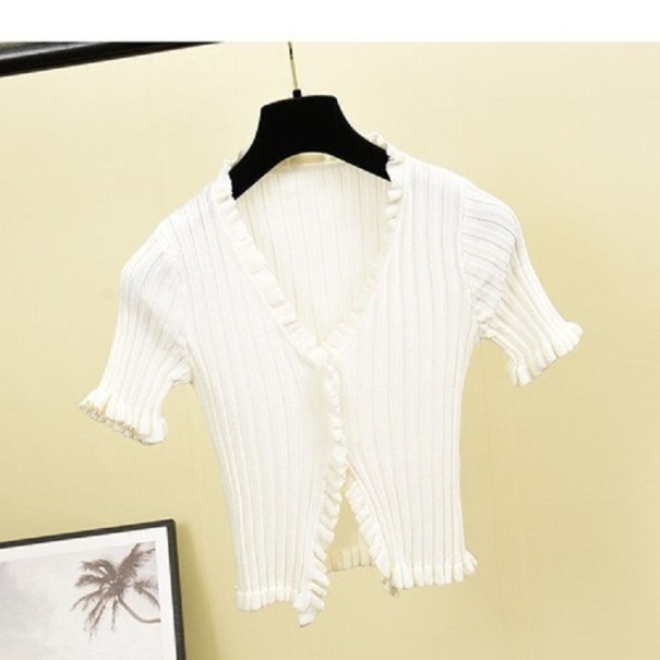 Camiseta curta feminina franzida branco