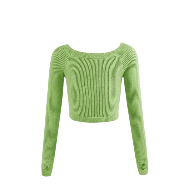 Camiseta de baile para niña con mangas largas, suéter corto de calentamiento de punto acanalado, bolero de ballet para el calentamiento y entrenamiento verde 12