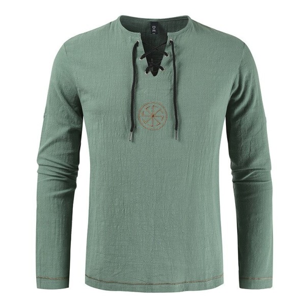 Camiseta de hombre con cordones F799 verde militar XS