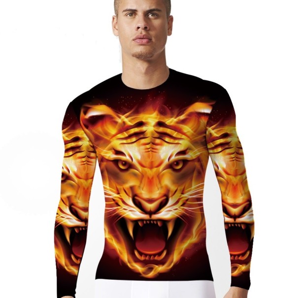 Camiseta de hombre con estampado 3D - Tigre - manga larga XS