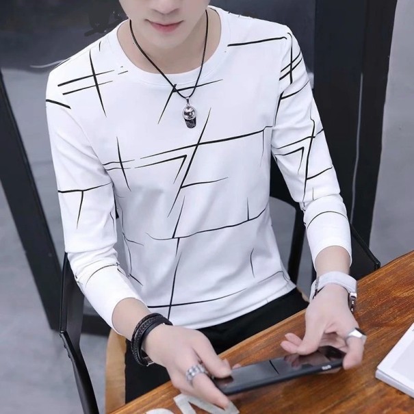 Camiseta de manga larga para hombre T2038 blanco S