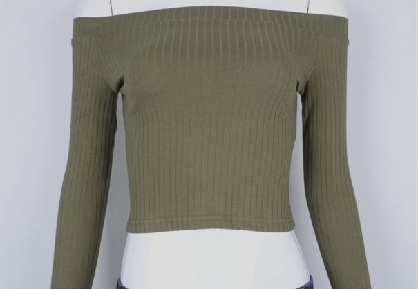 Camiseta de manga larga para mujer J3202 verde militar S