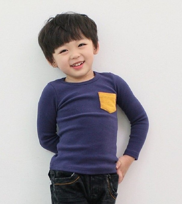 Camiseta de manga larga para niños B1472 azul oscuro 2