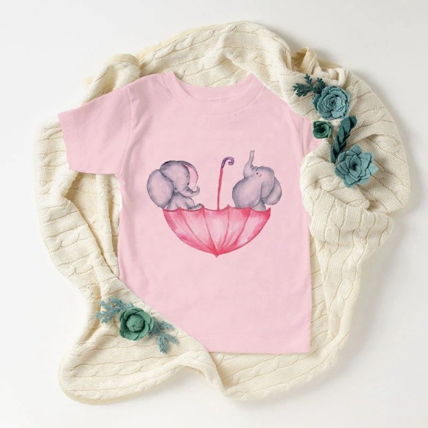 Camiseta de menina com elefante rosa 3 A