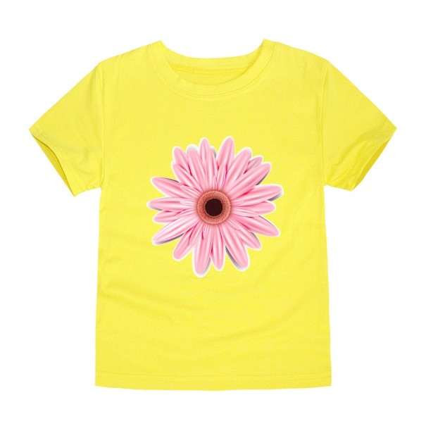 Camiseta de menina com estampado de flores J3489 amarelo 4