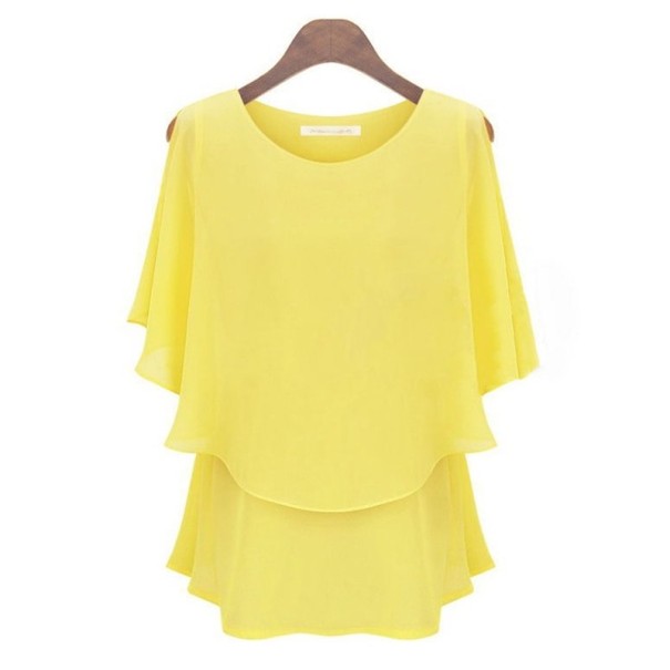 Camiseta de mujer con capas amarillo M