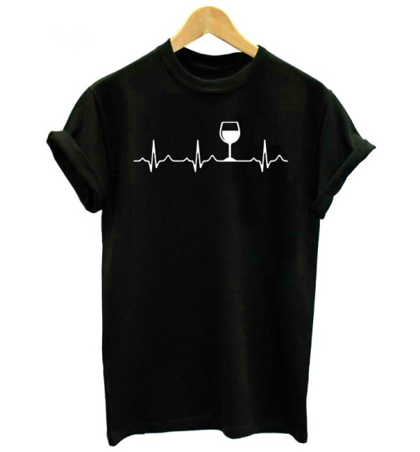 Camiseta de mujer con copa de vino negro S
