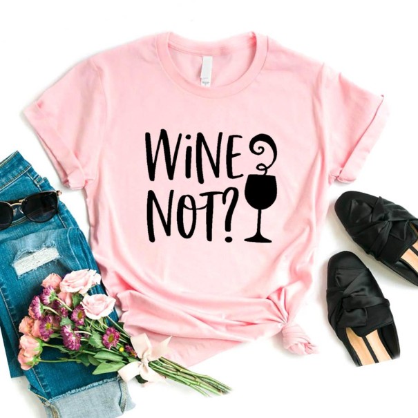 Camiseta de mujer con divertido estampado de vino B315 rosa XL