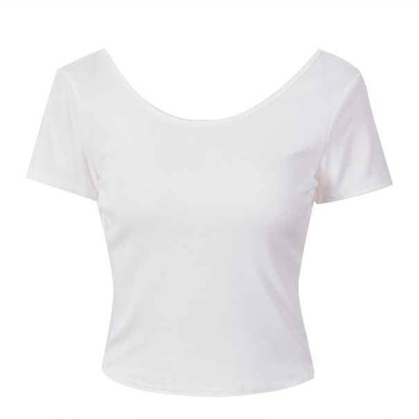 Camiseta de mujer con espalda abierta blanco L