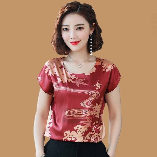 Camiseta de mujer con estampado A1263 burdeos M