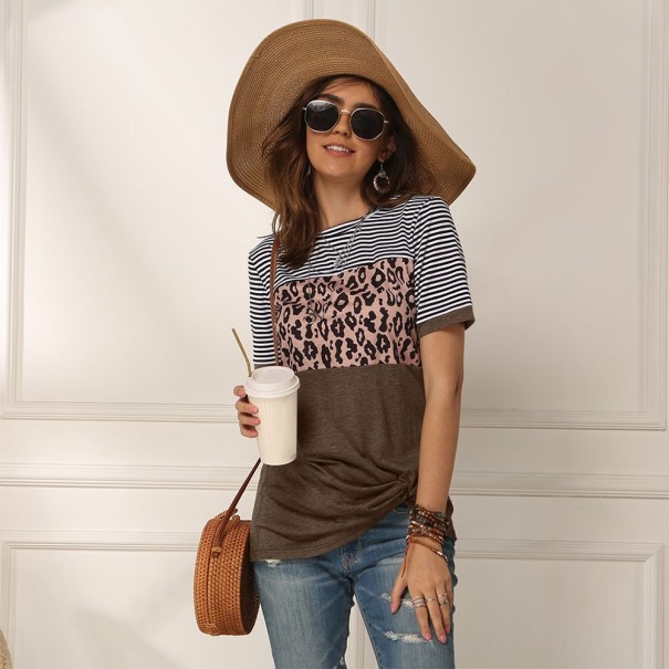 Camiseta de mujer con estampado A162 marrón M