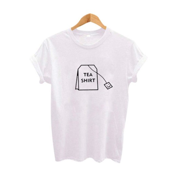 Camiseta de mujer con estampado - Bolsita de té J1187 blanco S