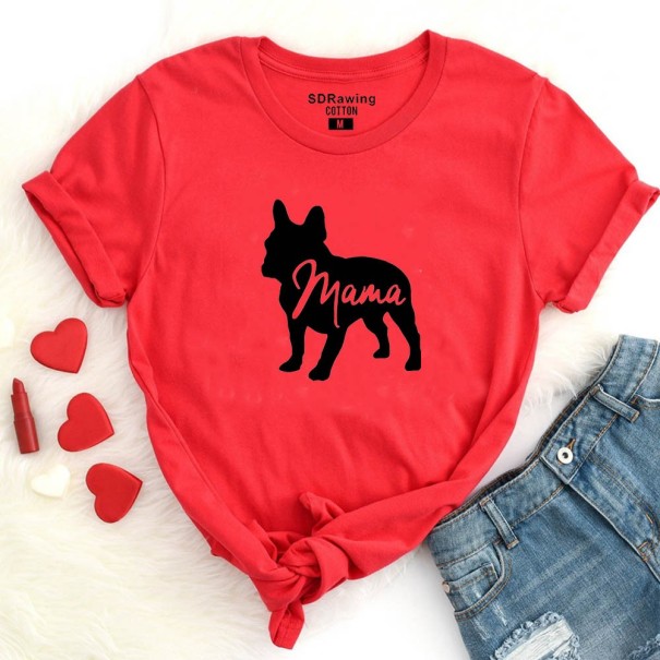 Camiseta de mujer con estampado de bulldog rojo S