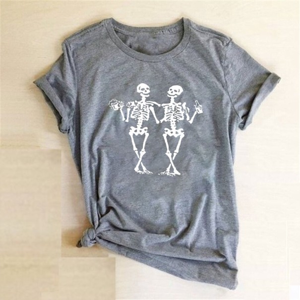 Camiseta de mujer con estampado de esqueleto XL 15 Camiseta de mujer con estampado de esqueleto XL 15