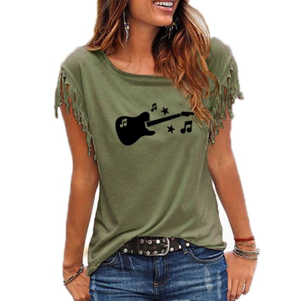 Camiseta de mujer con estampado de guitarra M 14