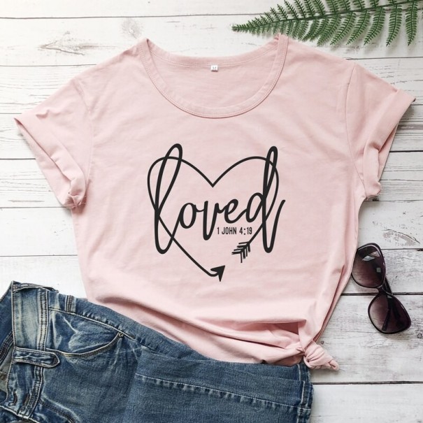 Camiseta de mujer con estampado de "loved" M 11 Camiseta de mujer con estampado de "loved" M 11