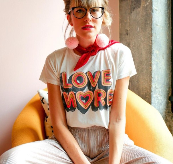 Camiseta de mujer con estampado love more blanco M