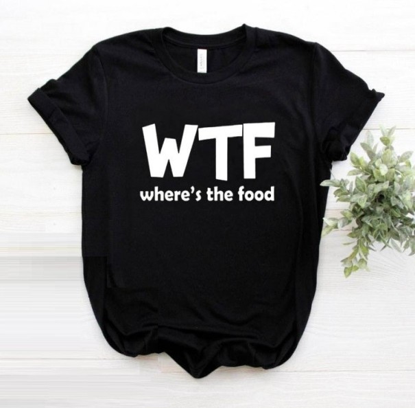 Camiseta de mujer con estampado WTF negro L
