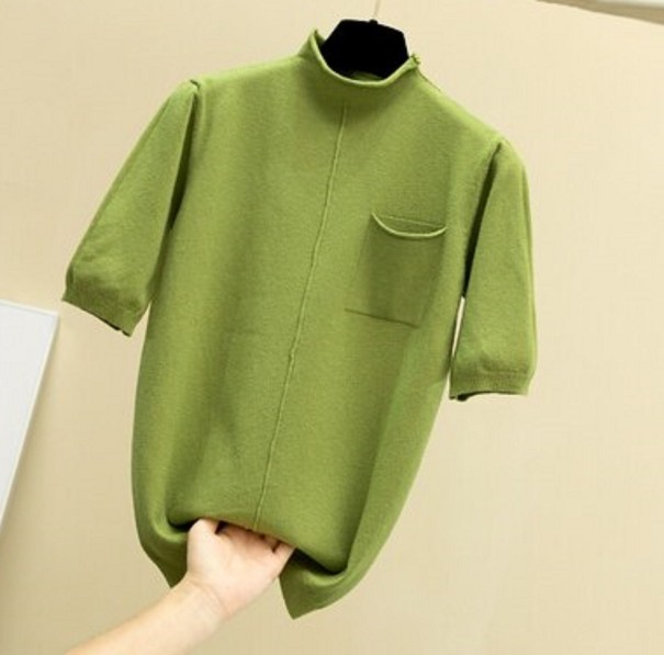 Camiseta de punto para mujer A2984 verde claro XL