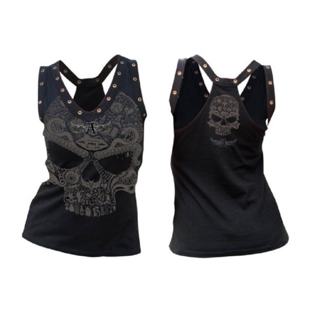 Camiseta de tirantes para mujer con calavera M 1