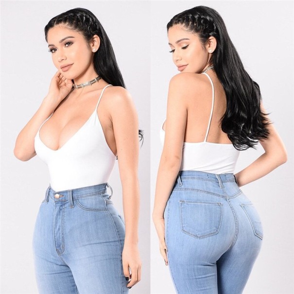 Camiseta de tirantes para mujer con escote profundo B275 blanco S