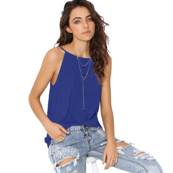 Camiseta de tirantes para mujer con espalda descubierta azul XL