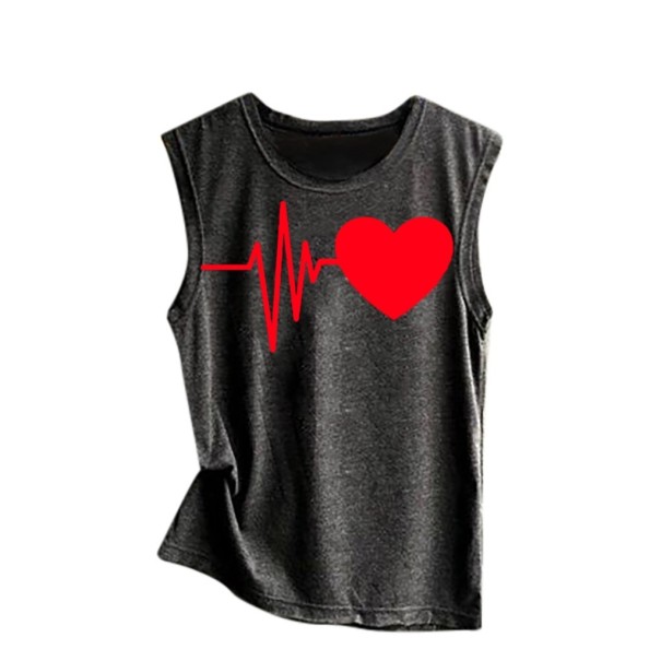 Camiseta de tirantes para mujer con estampado de corazones XL 2