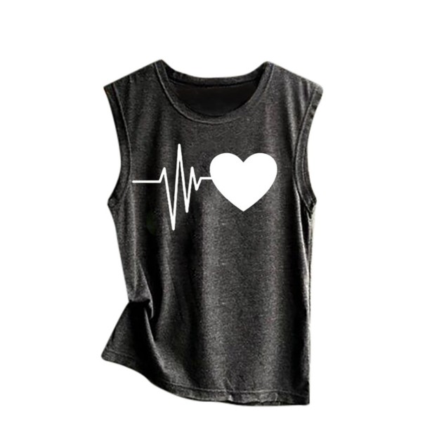 Camiseta de tirantes para mujer con estampado de corazones XL 4