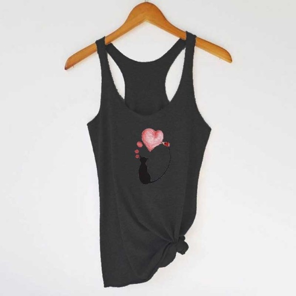 Camiseta de tirantes para mujer con estampado de gato XS 3