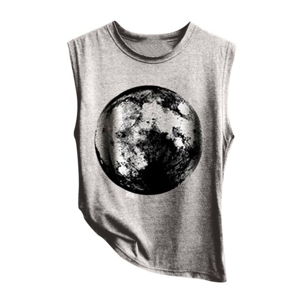 Camiseta de tirantes para mujer con estampado de luna A1209 gris S