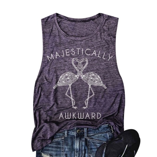 Camiseta de tirantes para mujer con flamencos morado XS